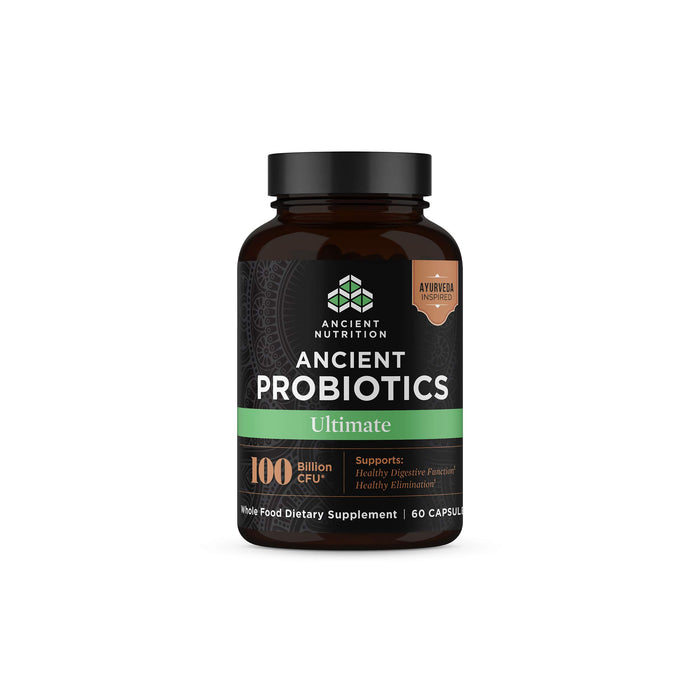 Ancient Nutrition Probiotics, Probiotics Ultimate 100 Billion CFUs*/Serving, Digestive and Immune Support, Gluten Free, Ancient Superfoods Blend, 60 Capsules