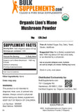BULKSUPPLEMENTS.COM Organic Lions Mane Mushroom Powder - Lions Mane Supplement, Mushroom Supplement for Immune Health, Lions Mane Organic - Gluten Free, 1000mg per Serving, 1kg (2.2 lbs)