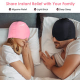 ComfiTECH Migraine Ice Head Wrap, Headache Relief Hat for Migraine Cap for Tension Puffy Eyes Migraine Relief Cap for Sinus Headache and Stress Relief Cold Compress (Black & Pink)