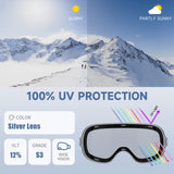 findway Ski Goggles Pro for Women & Men-100% UV 400 Protection-Interchangeable Lens,Anti Fog Over Glasses Snowboard Goggles