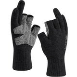 Palmyth Wool Fishing Gloves 3-Cut Fingers Warm for Men and Women Cold Weather Fingerless Gloves for Winter Fly Fishing, Ice Fishing, Photography and Hunting (Black, S/M)