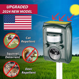 Izbie 2024 Upgraded Solar Animal Repellent, Cat Repellent, Squirrel Repellent Outdoor, Deer Repellent, Ultrasonic Pest Repeller, Waterproof Motion Detection, Dog, Raccoon, Skunk, Rabbit, Rodent
