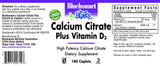 BlueBonnet Calcium Citrate Plus Vitamin D3 Caplets, 180 Count