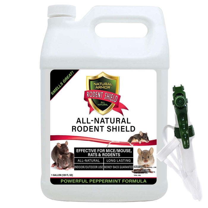 Peppermint Repellent for Mice/Mouse, Rats & Rodents. Natural Spray for Indoor & Outdoor Use. Natural Armor Rodent Shield. 128 OZ Gallon