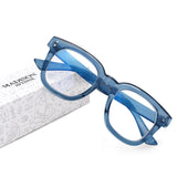 Madison Avenue Blue Light Blocking Glasses Oversized Fashion Blue Light Glasses for Women Anti Eyestrain & UV Protection Computer Eyeglasses (Transparent Blue)