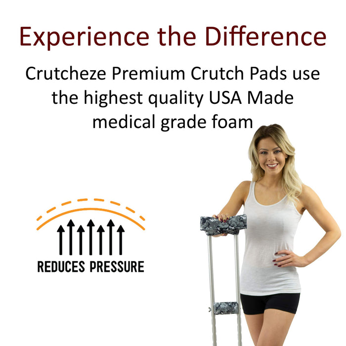 Crutcheze Premium USA Made Crutch Pad and Hand Grip Covers | Comfortable Underarm Padding Washable Breathable Moisture Wicking Orthopedic Products Crutch Accessories (Digital Snow Camo)