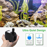 GROWNEER 2 Packs 550GPH Submersible Pump 30W Ultra Quiet Fountain Water Pump, 2000L/H, with 7.2ft High Lift, 3 Nozzles for Aquarium, Fish Tank, Pond, Hydroponics, Statuary