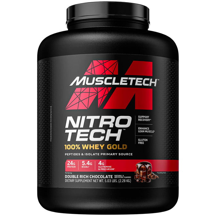 Whey Protein Powder | MuscleTech Nitro-Tech Whey Gold Protein Isolate Smoothie Mix for Muscle Gain | Chocolate, 5 lbs (69 Serv) (package varies)