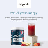 Organifi Red Juice - Natural Superfood Energy Boost - High in Antioxidants - Sweet-Berry Taste - Caffeine-Free - Contains Adaptogens and Organic Mushrooms, 30 Servings