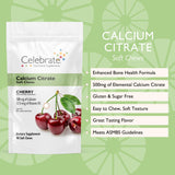 Celebrate Vitamins Calcium Citrate Soft Chews - 500mg Calcium Citrate, 500 IU Vitamin D3 - Bone Health Support - Sugar & Gluten Free, Calcium Supplement After Bariatric Surgery, Cherry, 90 Count