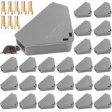 Qualirey 24 Pcs Mice Station with Keys Mouse Bait Stations Waterproof Mice Stations Outdoor Mice Traps Bait Boxes for Mice Indoor Outdoor, Bait Not Included, Suitable for Small Mice (Gray)