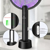 PALONE Electric Fly Swatter 4000V Bug Zapper Racket 2 in 1 Fly Swatter with 1200mAh Battery Rechargeable Mosquito Killer Lamp with 3 Layers Safety Mesh for Indoor and Outdoor (Black)