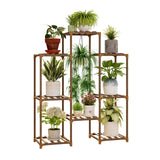 Bamworld Plant Stand Indoor Rack Wood Outdoor Tiered Shelf for Multiple Plants Ladder Plant Holder
