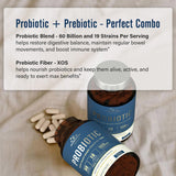 Probiotics 60 Billion CFU 19 Strains with Organic Prebiotic for Men & Women, Shelf Stable Delayed Release, No Need for Refrigeration, Digestive & Immune Health, Non-GMO, Vegan, No Soy Dairy, 60 Caps