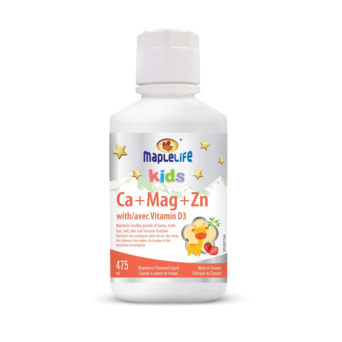 MapleLife Kids Calcium, Magnesium and Zinc + D Strawberry, 475 ml