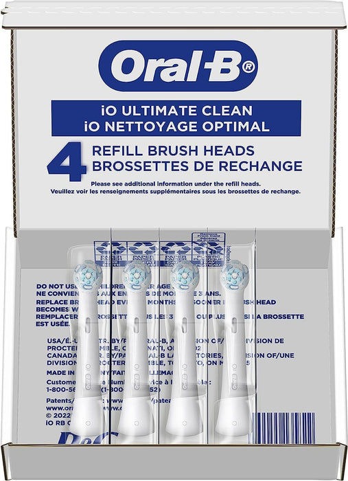 Oral-B Io Ultimate Clean Replacement Brush Heads, White, 4 Count