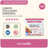 NatureWise Liquid Collagen (Type I & III) Drink Additive with Biotin, Vitamin C, B3, B6, Folate & More w/Only 1g of Sugar - Mixed Berry Flavor Essential Beauty Supplements for Women | 30 Tubes