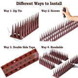 24-Pack Pigeons Bird Spikes for Outside with 30 Cable Ties, Birds Deterrent Spikes for Pigeons and Other Small Birds, Squirrel Spikes Keeping Raccoon Cats Away from Fence Roof Mailbox Brown