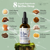 HAPPY FOX Organic Irish Sea Moss Liquid Drops & Mushroom Tincture Seamoss & 7 Adaptogenic Mushroom Extract for Cognitive Support & Immunity Boost - Mushroom Coffee Elixir, Pure Vanilla