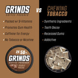 Grinds Coffee Pouches | 3 Cans of Double Mocha | 18 Pouches Per Can | 1 Pouch eq. 1/4 Cup of Coffee (Double Mocha)