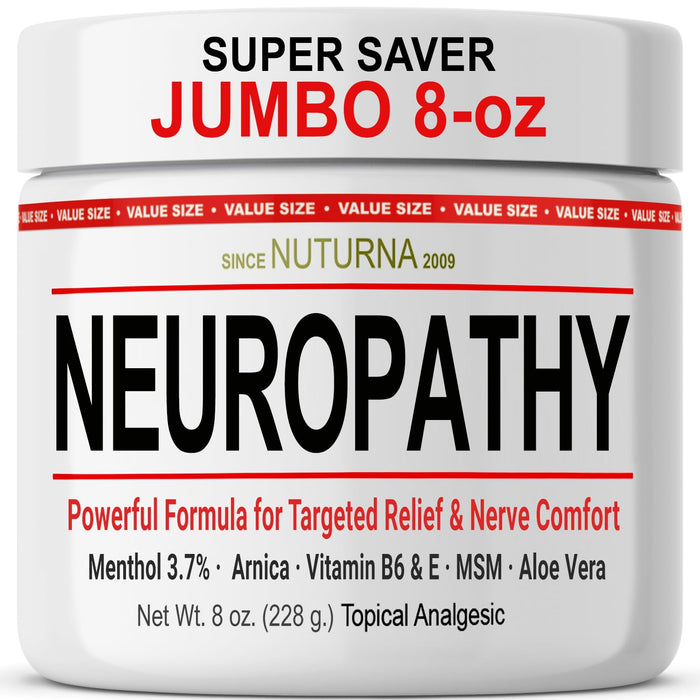 Neuropathy Nerve Cream - Now Paraben-Free, for Feet, Hands, Legs, Toes, Back, Ultra Strength Arnica, Menthol, Soothing Natural Comfort - 8 oz