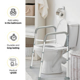 Toilet Safety Rail - Adjustable Detachable Toilet Safety Frame with Handles Heavy-Duty Toilet Safety Rails Stand Alone - Toilet Safety Rails for Elderly, Handicapped - Fits Most Toilets