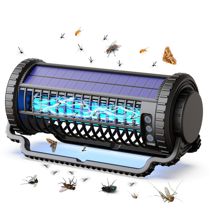 WSDEJY Solar Bug Zapper for Outdoor & Indoor, USB 4000mAh Rechargeable Mosquito Killer with Smart Light Sensor, Adjustable body Fly Traps, Waterproof Insect Zapper for Patio,Home (Black-4600V-4000mAh)