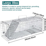 Large 1-Door Humane Animal Trap for Raccoons, Cats, Groundhogs, Opossums, with Metal Guard Handle, 24inch x 7.5inch x 8.3inch