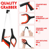 6 Pack Trash Grabber Reacher Tool for Elderly, 32" Foldable Trash Picker Upper Grabber Long Handy Mobility Aids Lightweight Reaching Tool for Pick Up Stick Arm Extension Litter Claw Picker (Red)