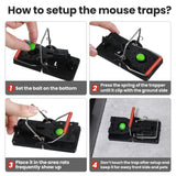 Qualirey 24 Pcs Mouse Traps Plastic Mice Trap House Indoor Rat Trap Quick Effective Safe Mouse Traps for Warehouse Garden Kitchen 3.86 x 1.81 x 2.17 Inch(Black, Red)