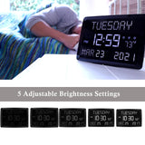 11.5” Digital Wall Clock with Date,Time,Week,Indoor Temperature,3 Alarms,5 Dimmer,2 USB Chargers,Battery Backup,Snooze,12/24H for Elderly,Parents,Impaired Vision,Dementia,Memory Loss,Office,Bedroom