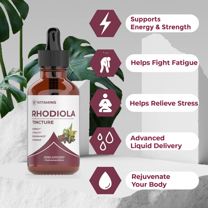 Rhodiola | Rhodiola Rosea | Rhodiola Supplement | for Brain, Energy, Stamina, Stress, & Mood Support | Energy Supplements | Rhodiola Rosea Supplement | Rhodiola Tincture | (1oz: 1 Pack)