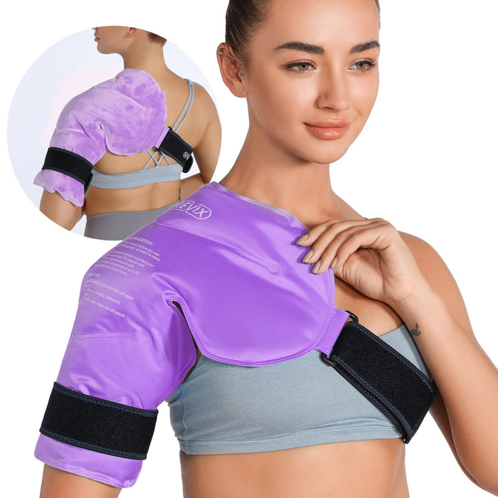 REVIX Shoulder Ice Pack for Injuries Reusable Gel Ice Wrap for Shoulder Pain Relief, Bursitis and Rotator Cuff, Cold Therapy Compression for Man and Women, Purple