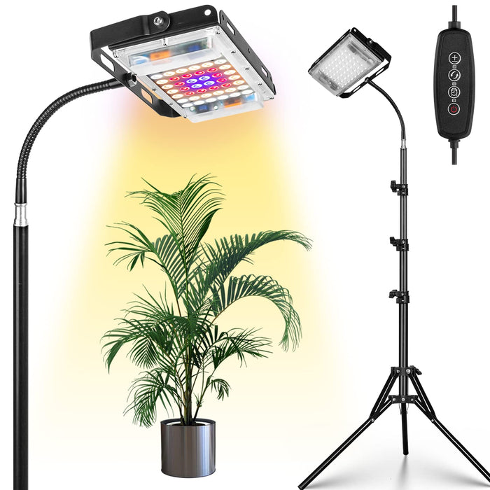 LBW Grow Light with Stand, Full Spectrum LED Plant Light for Indoor Plants, Floor Grow Lamp with 63" Adjustable Tripod, 4H/8H/12H Timer, 6 Dimmable Brightness, Ideal for Tall Plants