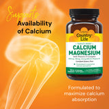 Country Life Target-Mins Calcium Magnesium with Vitamin D-Complex, 1000mg/500mg/10mcg, 120 Vegan Capsules, Certified Gluten Free, Certified Vegan, Verified Non-GMO Verified