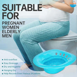 Sitz Bath, Sitz Bath for Toilet Seat, Postpartum Care, Hemorrhoids Relief, Sits Bath Kit for Women, Collapsible, Flusher Hose, Wider Seating Area, Deeper Bowl (Ocean Blue)
