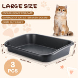 Uiifan 3 Pcs Low Entry Senior Cat Litter Box Large Size Pet Litter Box Low Entry Open Top Cat Litter Box for Senior Kitten Frail Handicap Disabled Older Elderly Cats, Easy to Clean (Dark Gray)