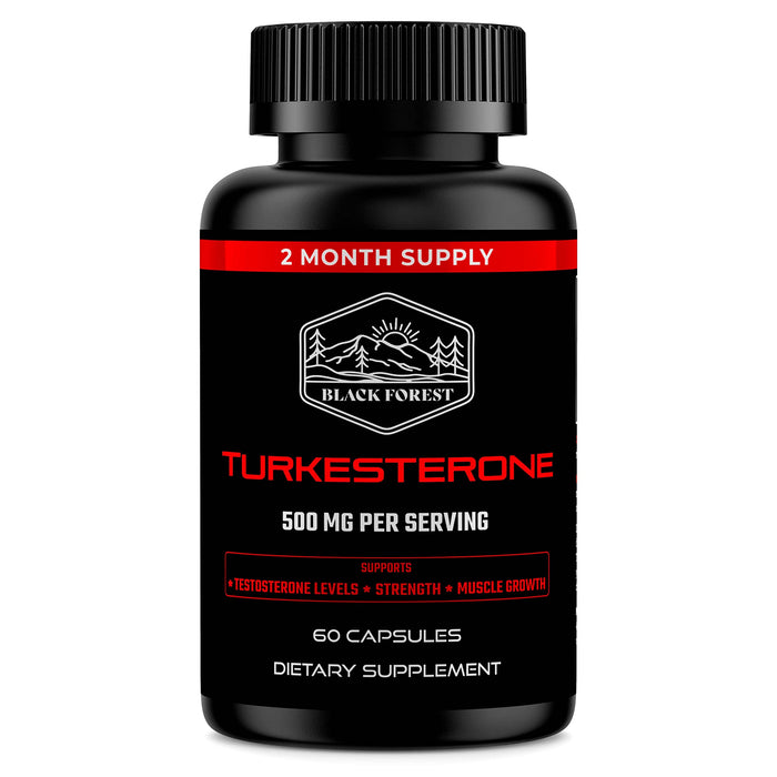 Black Forest Turkesterone Supplement 500mg Capsule (Max Purity 95% Extract) 2 Months Supply (500mg Turkesterone from 526mg of Ajuga Turkestanica) Similar to Ecdysterone for Strength & Muscle Growth