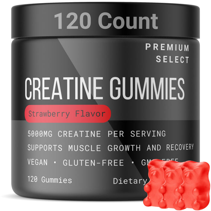 Premium Select Creatine HCL Gummies for Men & Women Pre Workout Gummy Low Sugar - Vegan - Gluten Free - 5g Creatine Per Serving - Bodybuilding Recovery Supplement to Increase Muscle Gain and Strength