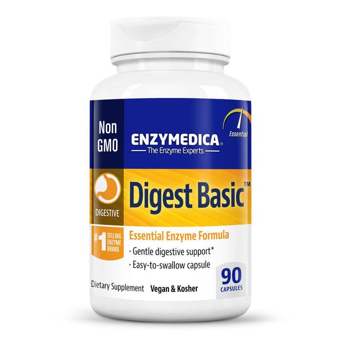 Enzymedica Digest Basic, Digestive Enzymes for Sensitive Stomachs, Offers Fast-Acting Gas & Bloating Relief, 90 Count