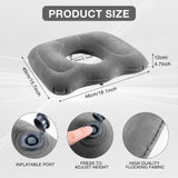 Leinuosen 1 Pc Inflatable Seat Cushion 18.1'' x 15.7'' x 4.7'' Portable Lift Donut Pillow Height Adjustable Hemorrhoid Pillow for Tailbone Back Pain Bed Sore Home Car Chair Wheelchair Sitting, Gray