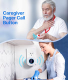 CPTEA Caregiver Pager Wireless Call Buttons for Elderly Monitoring, Nurse Emergency Alert System for Seniors/Patients, 2 Panic Buttons/Transmitters and 2 Receivers