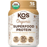 KOS Organic Plant Based Protein Powder, Chocolate Peanut Butter - Delicious Vegan Protein Powder - Keto Friendly, Gluten Free, Dairy Free & Soy Free - 1.3 Pounds, 15 Servings