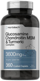 Glucosamine Chondroitin MSM | 3600 mg | 360 Caplets | Advanced Formula with Turmeric | Non-GMO, Gluten Free | by Horbaach