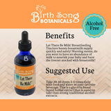 Birth Song Botanicals Let There Be Milk, Organic Lactation Tincture, Herbal Breastfeeding Supplement with Fenugreek, Alcohol Free, 2oz Bottle