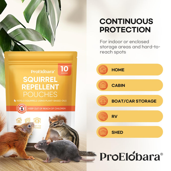 ProElobara Squirrel Repellent Chipmunk Deterrent: Squirrel Deterrent Repellent - Chipmunk Rodent Repellent - Squirrel Repellent Indoor 10 Pack