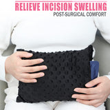 HapiPoppy Abdominal Surgery Pillow with Pocket Hysterectomy Pillows for C-Section Mastectomy Lumpectomy After Breast Cancer Cough Cushion Heart Surgery Recovery Patients Gifts Minky Dot Black