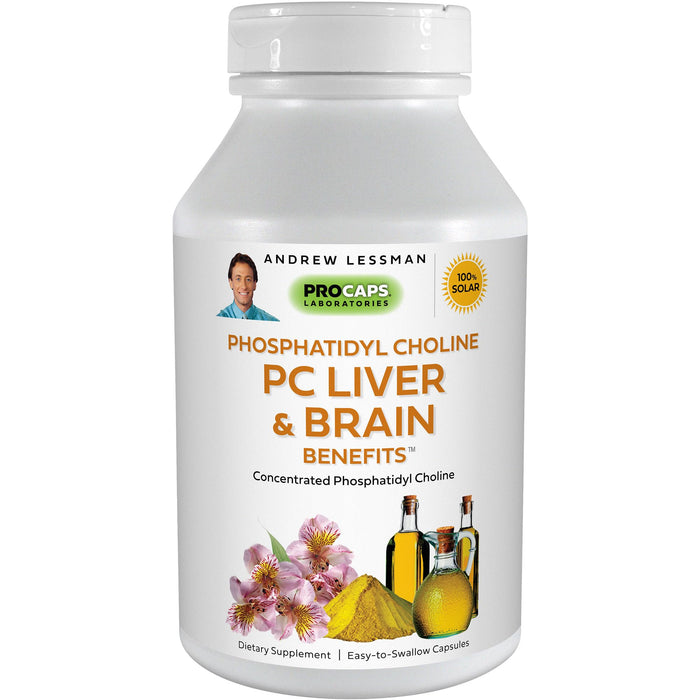 ANDREW LESSMAN PC Liver & Brain Benefits 60 Softgels - Phosphatidyl Choline, Most Important Building Block for Healthy Liver and Brain Structure and Function. No Additives. Easy to Swallow Softgels