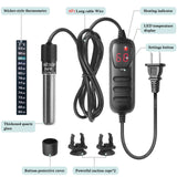 HITOP Mini Submersible Aquarium Heater - 50W Digital Heater for Fish Tank Turtle Tank 5-15 Gallon, Saltwater and Fresh Water with Temperature Controller (50W)