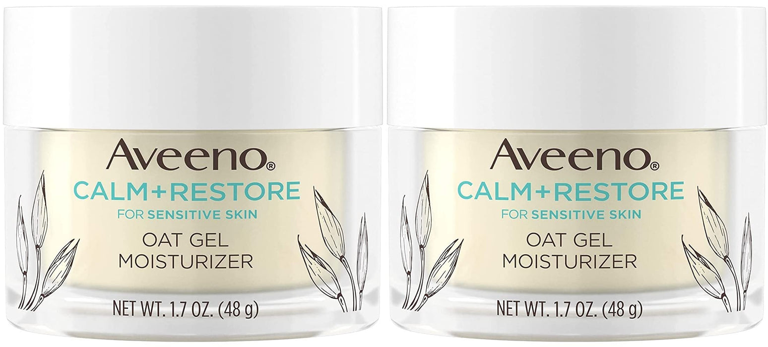 Aveeno Calm + Restore Triple Oat Hydrating Face Serum for Sensitive Skin, Gentle and Lightweight Facial Serum to Smooth and Fortify Skin, Hypoallergenic, Fragrance & Paraben-Free, 1 fl. Oz (Pack of 2)